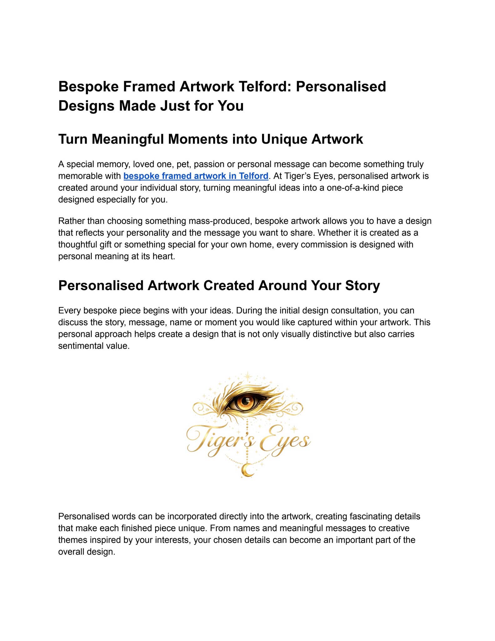 Bespoke Framed Artwork Telford for Unique Personal Gifts by tigers eyes - Issuu