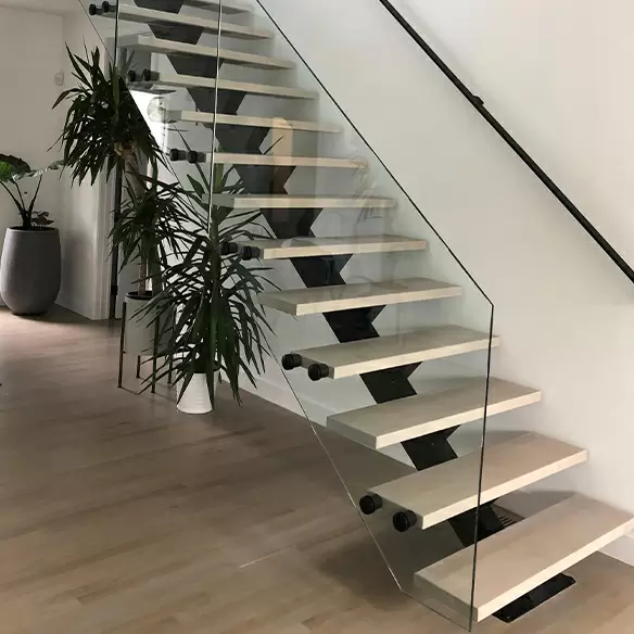 Custom Single Stringer Straight Staircases - Modern & Floating Stairs | Acadia Stairs