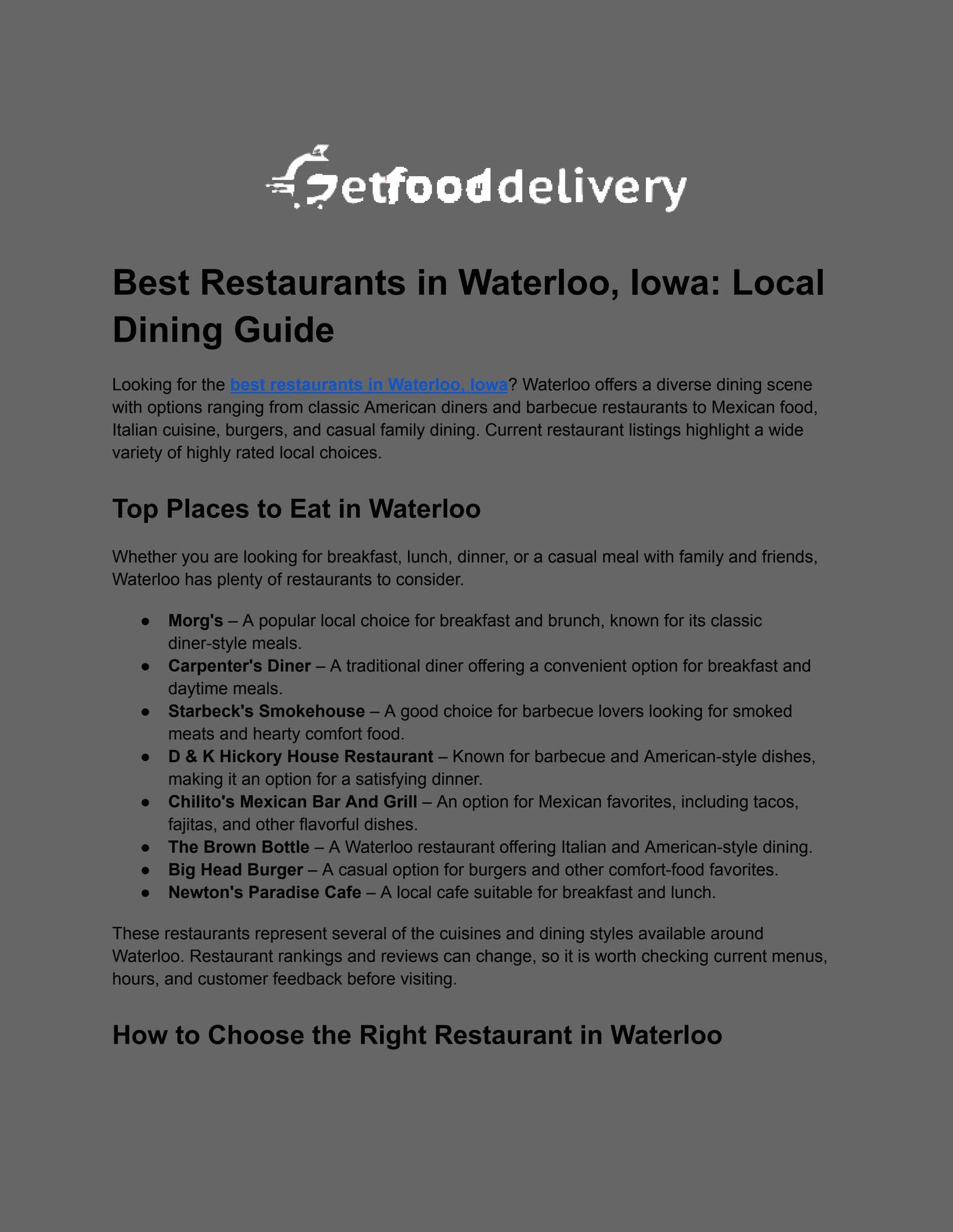 Best Restaurants in Waterloo, Iowa_ Local Dining Guide by Getfooddelivery - Issuu