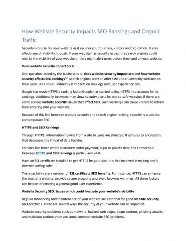How Website Security Impacts SEO Rankings and Organic Traffic