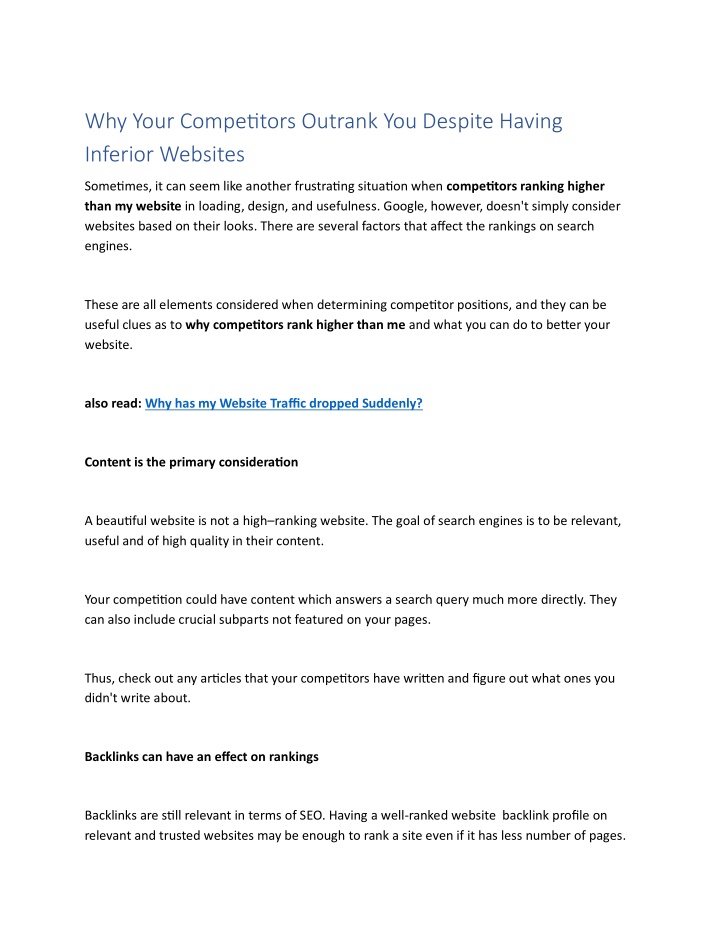 PPT - Why Your Competitors Outrank You Despite Having Inferior Websites PowerPoint Presentation - ID:14949402