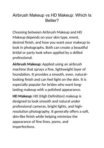 Airbrush Makeup vs HD Makeup
