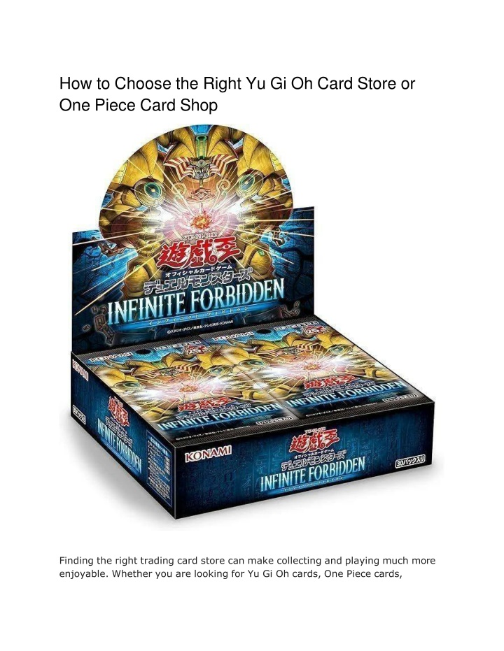 PPT - How to Choose the Right Yu Gi Oh Card Store or One Piece Card Shop PowerPoint Presentation - ID:14957615