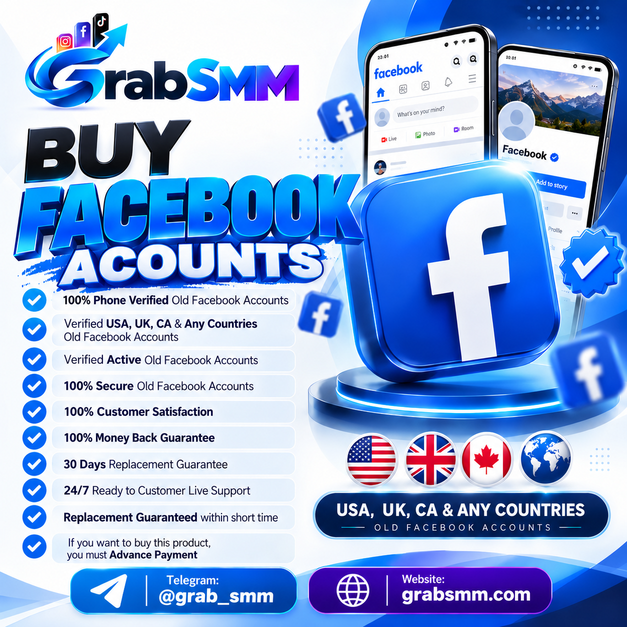 Buy Facebook Accounts at Affordable Prices | GrabSMM