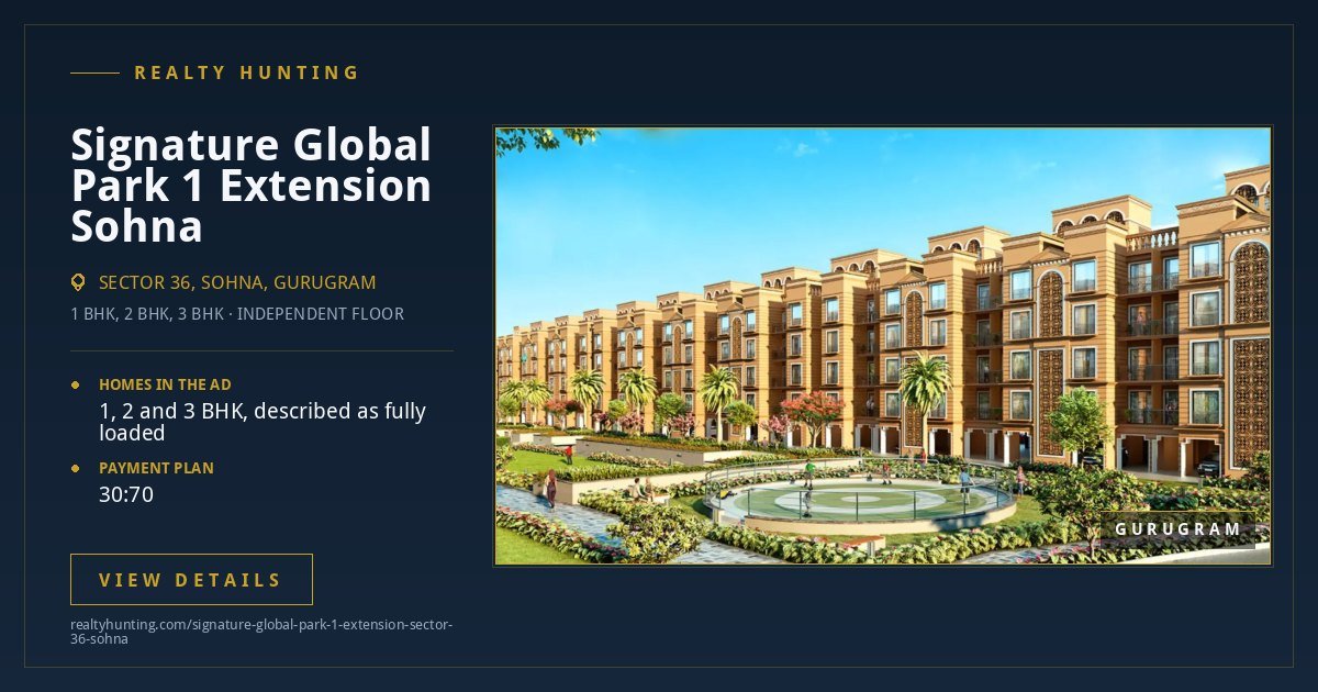 Signature Global Park 1 Extension Sohna: Price, RERA