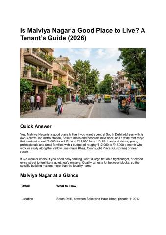 Is Malviya Nagar a Good Place to Live? A Tenant’s Guide (2026)