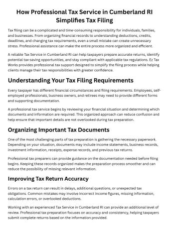 How Professional Tax Service in Cumberland RI Simplifies Tax Filing